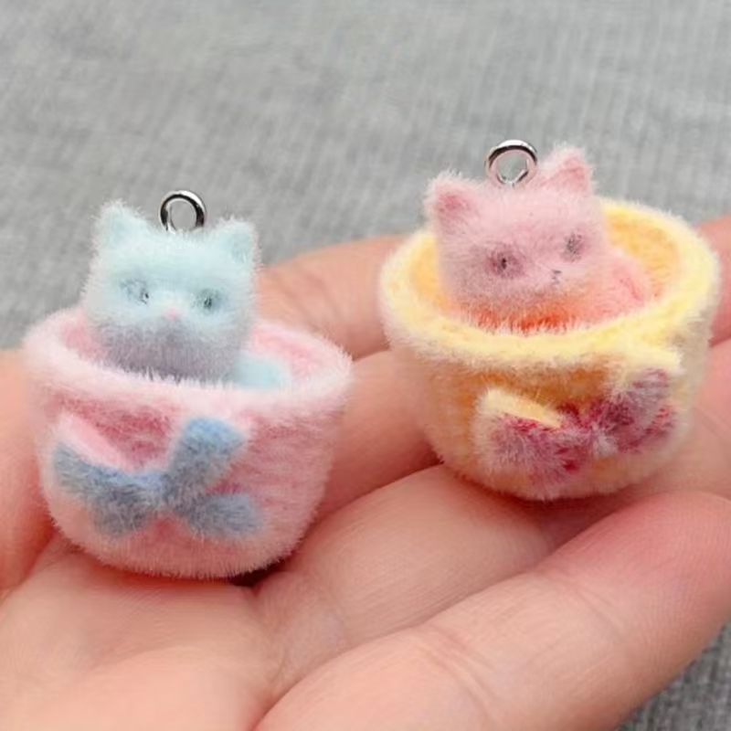 Jewelry Making Diy - 4 stuks 3D pluche hars kattenhangers,