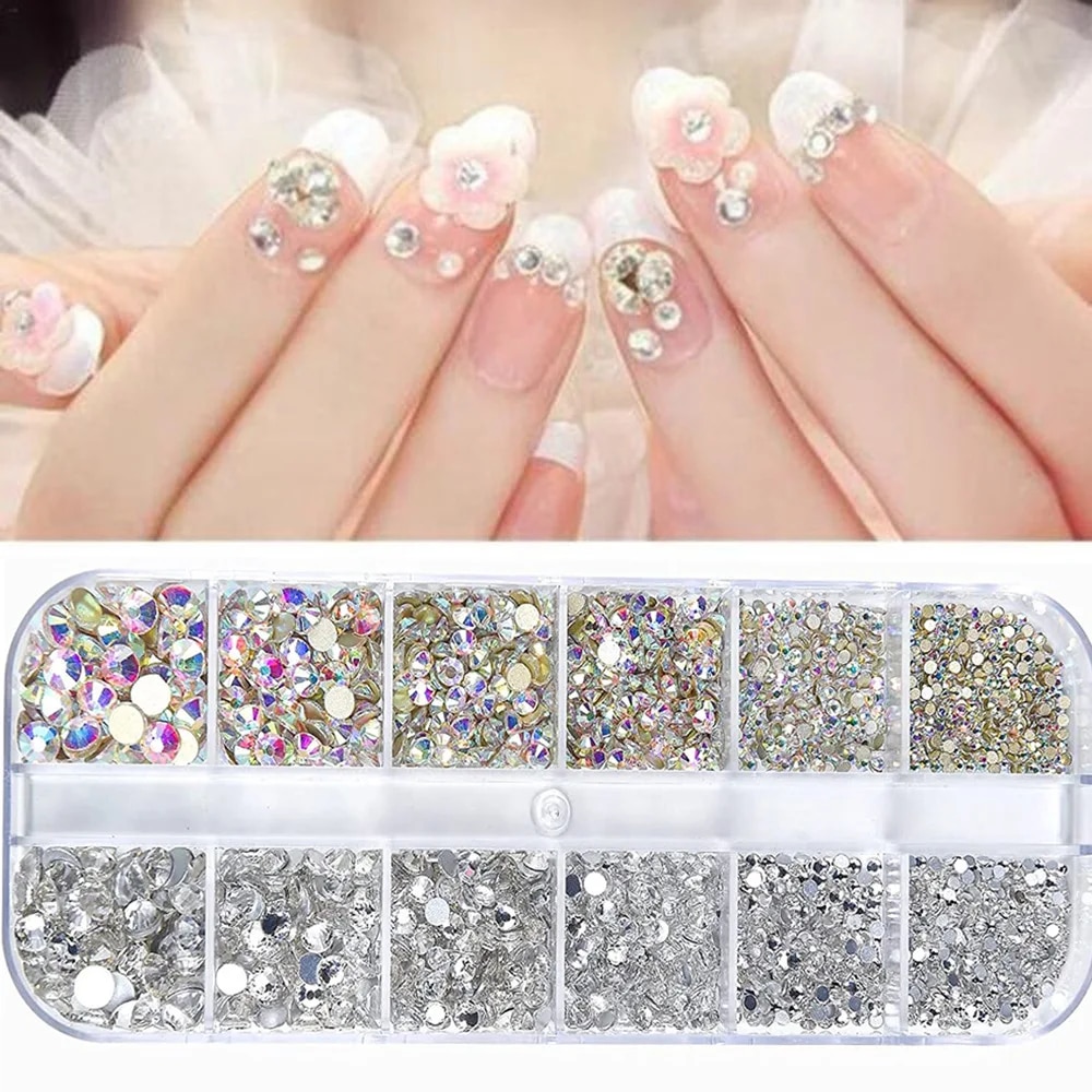 Crystal Bead Mix - Nail Art Strass 12Grids Box Nagelkralen
