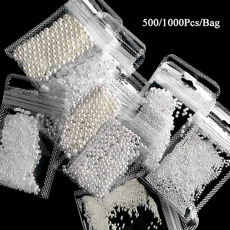 Crystal Bead Mix - 1 zak glinsterende kristallen nagelkunststeentjes witte