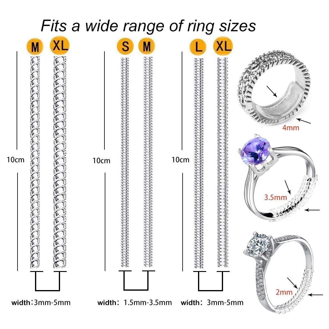Ring Blank Adjustable - 6 stuks/verpakking Ringverkleiner, transparante spiraalvormige ringgereedschap,