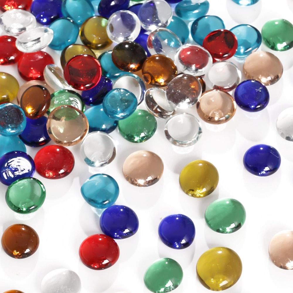 Crystal Bead Mix - Glazen kiezelstenen, vaasvuller, lichtreflecterende platte glaskralen