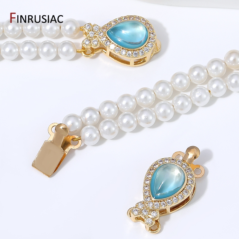 Jewelry Making Gold - 18K vergulde messing parel-opaal doosgesp met