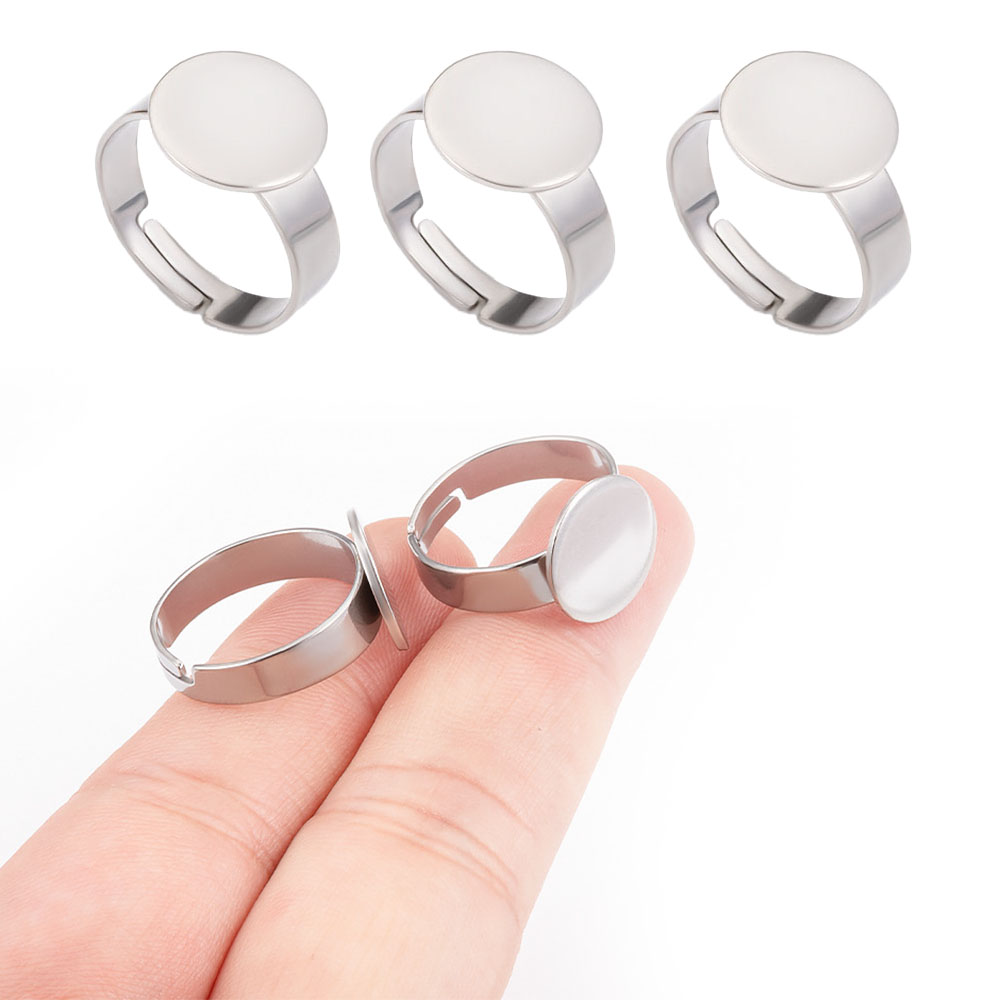 Ring Blank Adjustable - 10 stuks roestvrijstalen ringen, verstelbare ring