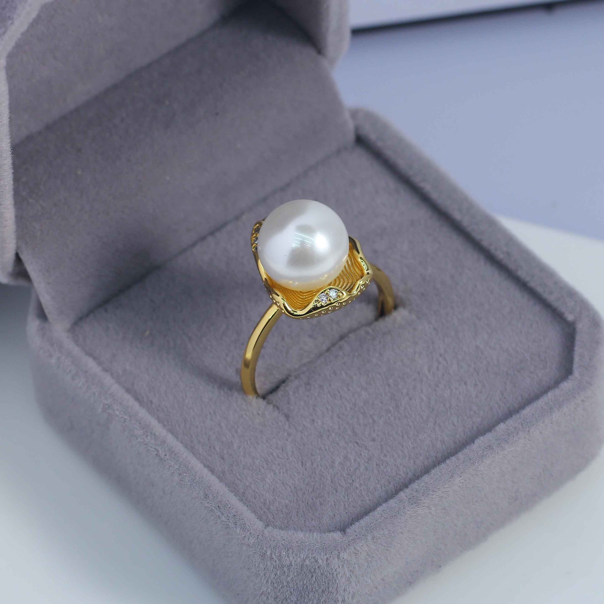 Ring Blank Adjustable - JZ033 Koper verguld, onregelmatig getextureerde schaal,