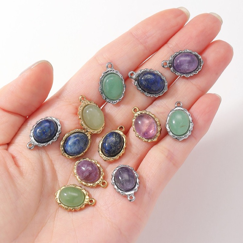 Jewelry Making Michaels - 10 stuks ovale natuursteen hanger 14K