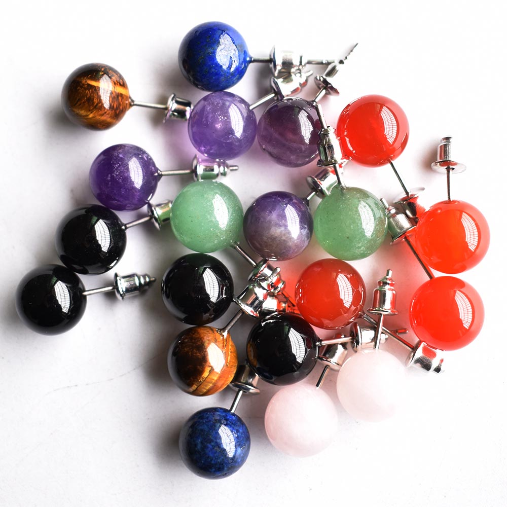Crystal Bead Mix - Natuursteen gemengde oorknopjes Kristalkwarts Ronde kralen