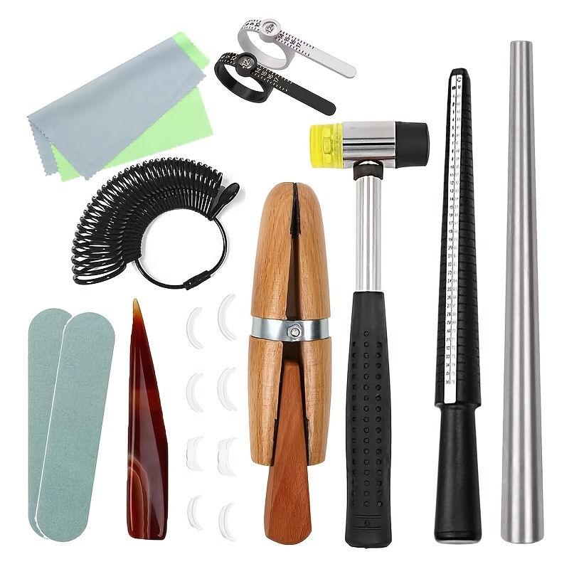 Jewelry Making Hammer - 20-delige ringmaatgereedschapset met ringdop, rubberen hamer,